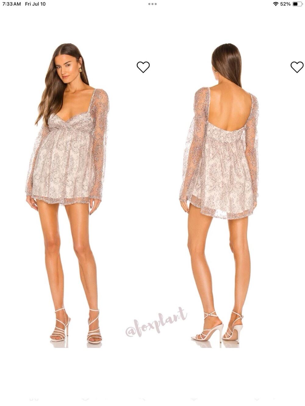 Free People Babydoll Heavenly Lace Mini Dress L Ethereal Dainty Coquette Event